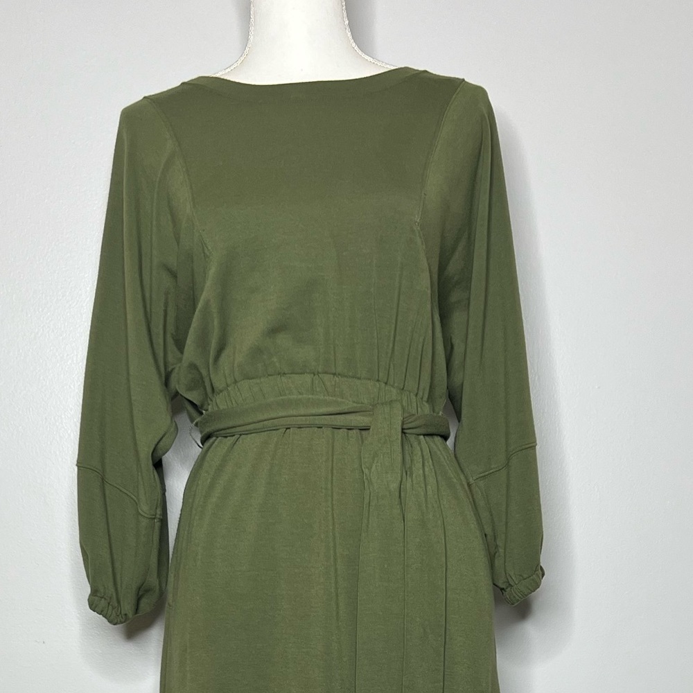 Anthropologie Long Sleeve Thalia Midi Dress in Olive Green - Picture 8 of 8
